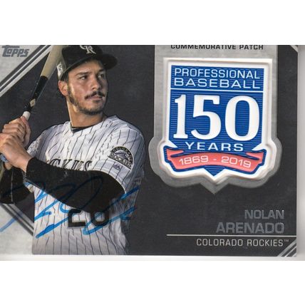 NOLAN ARENADO 150TH YEAR ANNIVERSARY PATCH 2019 AUTOGRAPHED COLORADO ROCKIES 3B