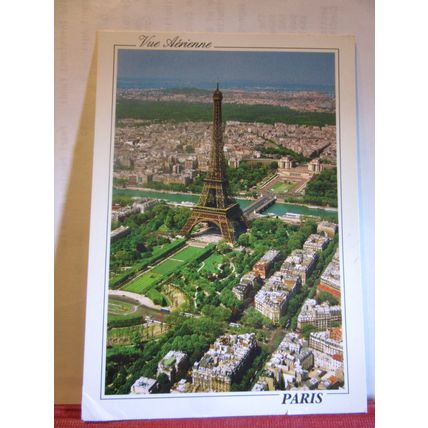 aerial view, EIFFEL TOWER, PARIS, FRANCE used postcard 2004 pm =