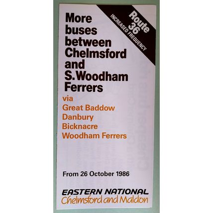 Bus timetable 1986 Chelmsford to South Woodham Ferrers