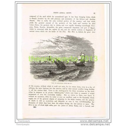 VIEW OF ALEXANDRIA FROM THE SEA, EGYPT, Book Illustration c1890