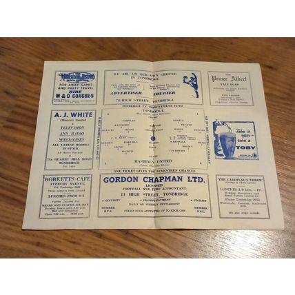 1962/63 Tonbridge v Hastings United, Southern League - 17/11/62 ** FREE P&P **