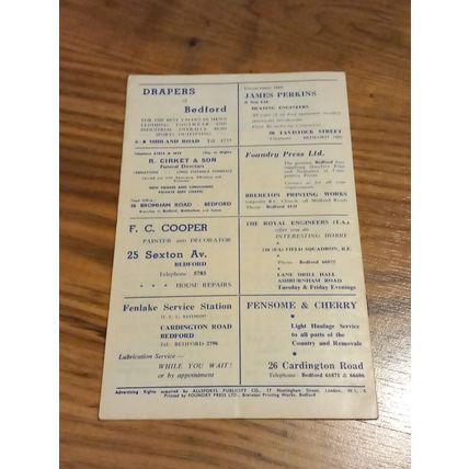 1963/64 Bedford Town v Hastings United, Southern League - 21/12/63 * FREE P&P *