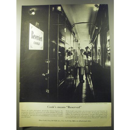 1960 Thos. Cook & Son Travel Advertisement - Cook's means Reserved