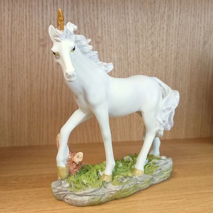 White with Purple Lilac Mane and Tail Unicorn Figurine Ornament