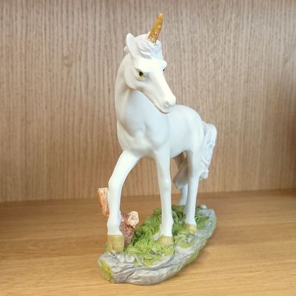 White with Purple Lilac Mane and Tail Unicorn Figurine Ornament