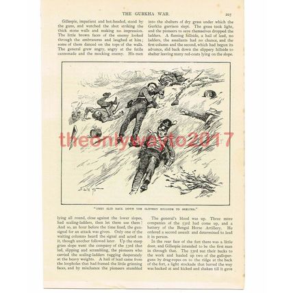 Sliding Down Hill to Shelter, Gurka War, 1814-16, Book Illustration, c1905