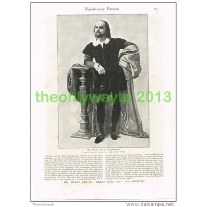 MR HENRY LEE AS SHAKESPEARE, Book Illustration c1895