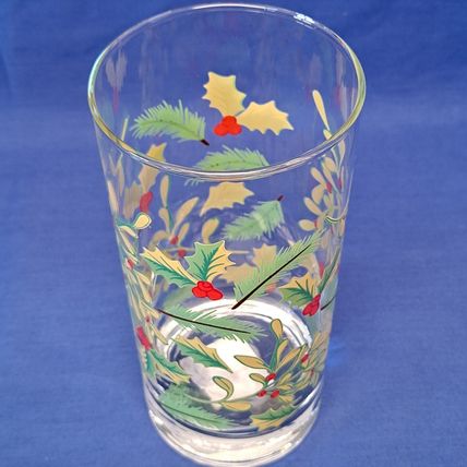 Lot 4 Royal Norfolk HOLLY BERRY Mistletoe GLASSES Christmas Tumblers 16 oz Drink