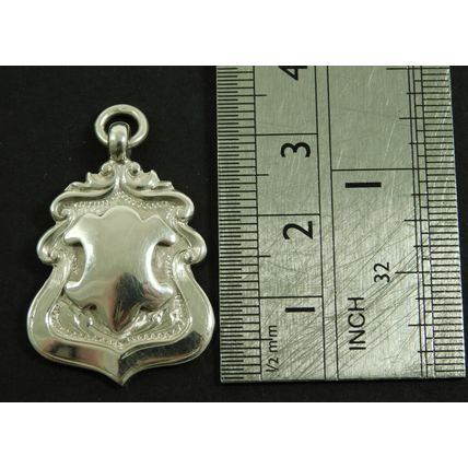 Vintage Solid Silver Pocket Watch Chain Medal Fob 1925 By Tiptaft Unengraved