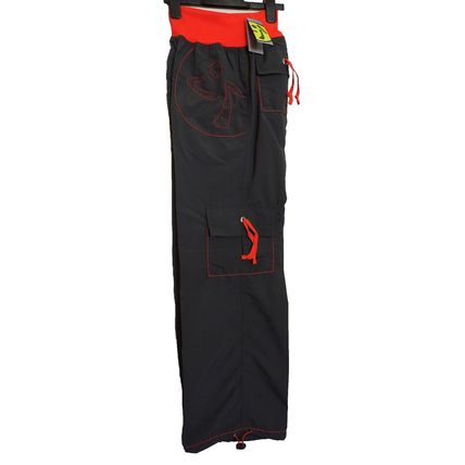 Zumba Logo Cargo Pants Dark Shadow Grey Orange S UK 10