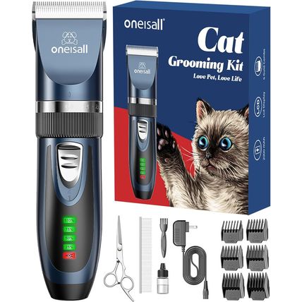 Oneisall Quiet Cat Clippers for Matted & Long Hair, 2-Speed Cordless Pet Shaver