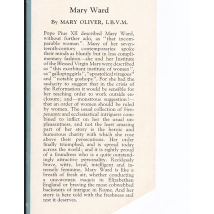 Mary Ward 1585-1645 by Mary Oliver, I.B.V.M. Ref: B0031
