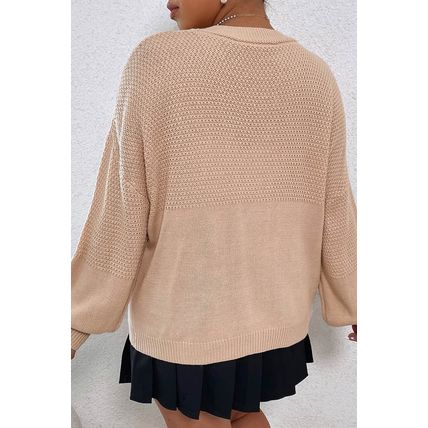 Smoke Gray Floral Applique Drop Shoulder Bubble Sleeve Cardigan