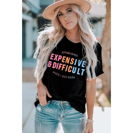 Black EXPENSIVE&DIFFICULT Graphic Tee