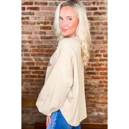 Apricot Studded Star Graphic Oversized Long Sleeve Top