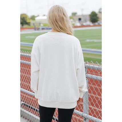 White TEXAS Graphic Drop Shoulder Crewneck Sweatshirt