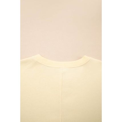 Apricot 2 in 1 Faux Two Piece Patchwork Round Neck Sweatshirt
