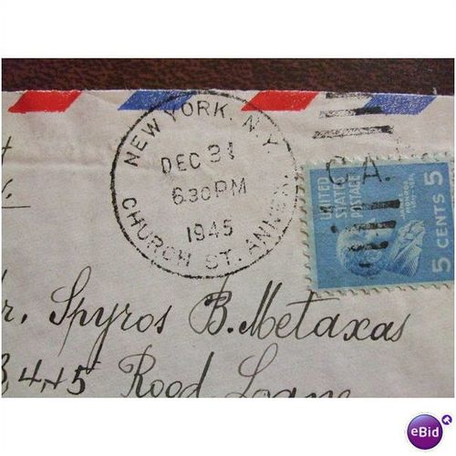 USA 1945 Air Mail Letter Duplex CA Church St Annex