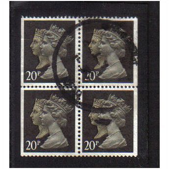 1990 GB DEFINIVE QUEENS BLOCK 20P F/U SG-1469L