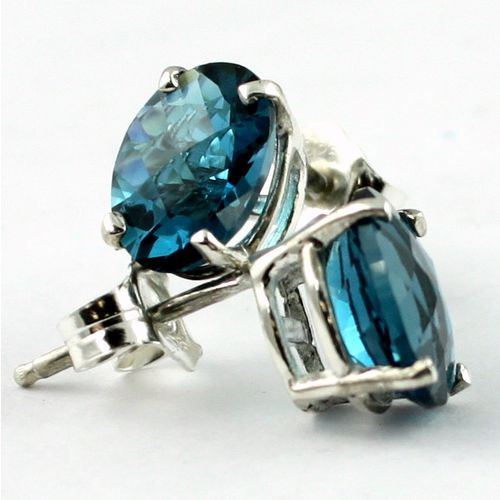 London Blue Topaz, 925 Sterling Silver Post Earrings, SE002