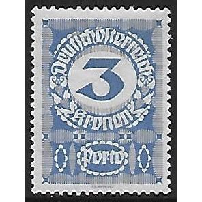Po Mi 87 x (*): 3 Kr. deep blue Postage Due Stamp: Numeral, white paper.