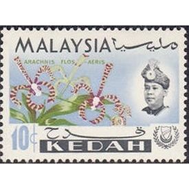 Malaya Kedah QEII 1965 10c Arachnis Flos-Aeris Mounted Mint SG 119 Sc 110 stamp