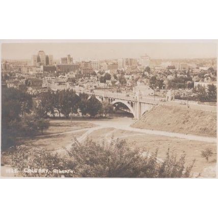 Calgary Alberto Canada Aerial Birds Eye Antique Postcard
