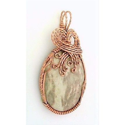 Lizard Stone Marble Copper Wire Wrap Gemstone Pendant 35