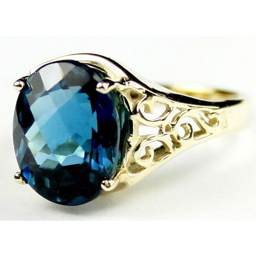 London Blue Topaz, 10KY Gold Ring, R057