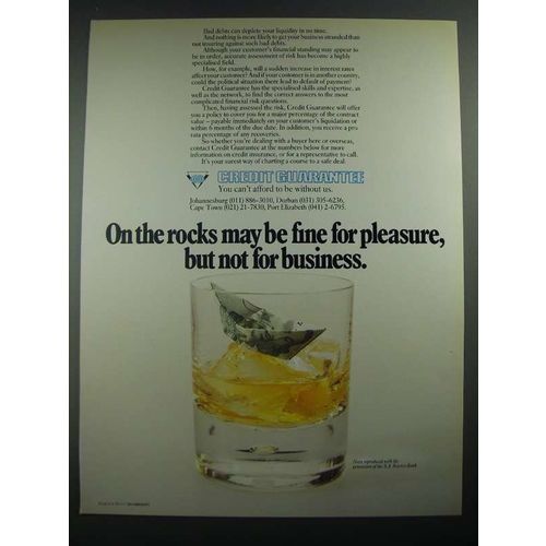 1988 Credit Guarantee Ad - On The Rocks May Be Fine for Pleasure