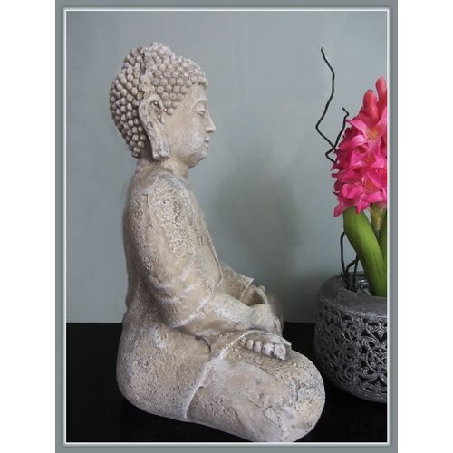 Buddha DVARAVATI dekorative Figur, H30 cm Stein Skulptur, Statue, Feng Shui 803