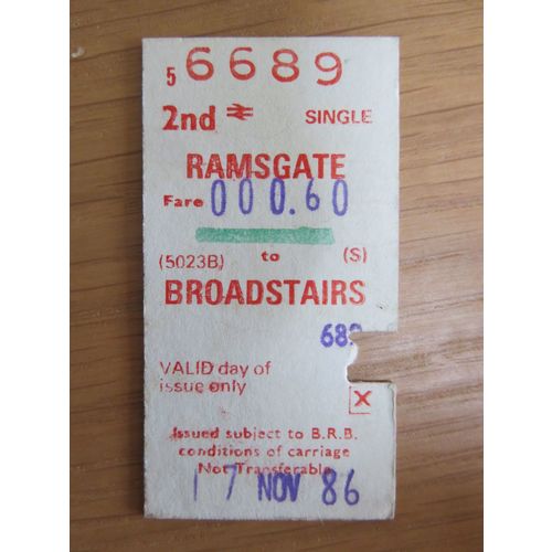 BR Ramsgate - Broadstairs Single Ticket 1986
