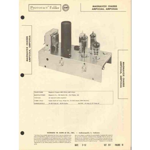 MAGNAVOX model AMP-152AA 4 tube audio amplifier Sams Photofact manual