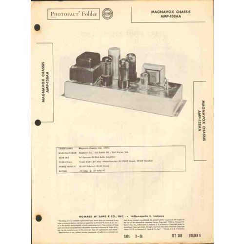 MAGNAVOX model AMP-138AA 4 tube 10watt amplifier Sams Photofact manual