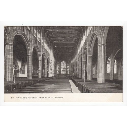 St Michael's Church Interior Coventry Postcard Warwickshire