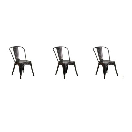 Tolix Antique Black Gold Metal Dining Chair Commercial Quality 1-4 Unit Discount