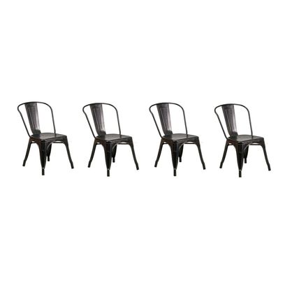 Tolix Antique Black Gold Metal Dining Chair Commercial Quality 1-4 Unit Discount