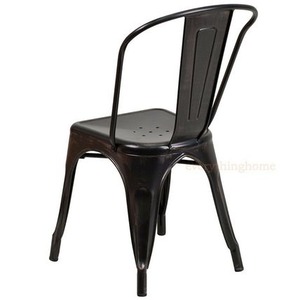 Tolix Antique Black Gold Metal Dining Chair Commercial Quality 1-4 Unit Discount