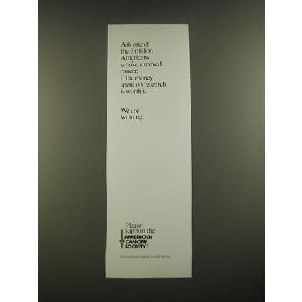 1995 American Cancer Society Ad - Ask one of the 3 million Americans