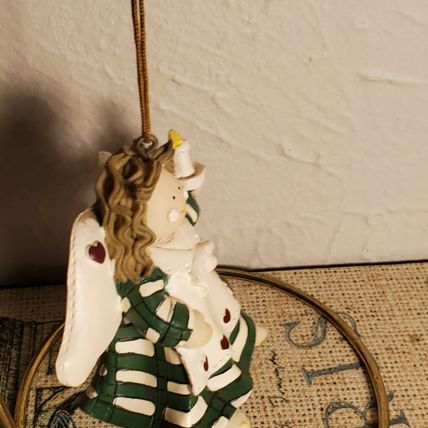 Vintage 80's Angel Lady Ornament - Holding Candle