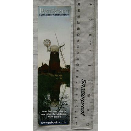 Vintage bookmark - PostScript Books - windmill scene