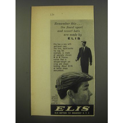 1956 Elis Caps Ad - Remember this.. the finest sport and resort hats