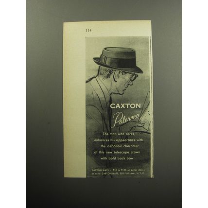 1957 Caxton Palermo Hat Advertisement