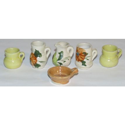 Six Vintage Miniature Porcelain Ceramic Vases, Floral