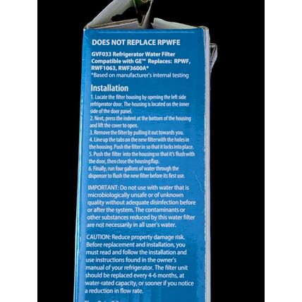 Great Value Refrigerator Water Filter Replaces GE RPWF 1 Pack GVF033 French Door