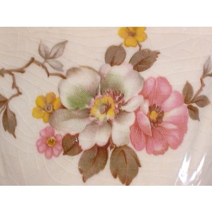 Edwin M Knowles Blossom Time Vtg 1940's Serving Gravy Boat & Dish - Chip Flaw