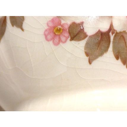 Edwin M Knowles Blossom Time Vtg 1940's Serving Gravy Boat & Dish - Chip Flaw