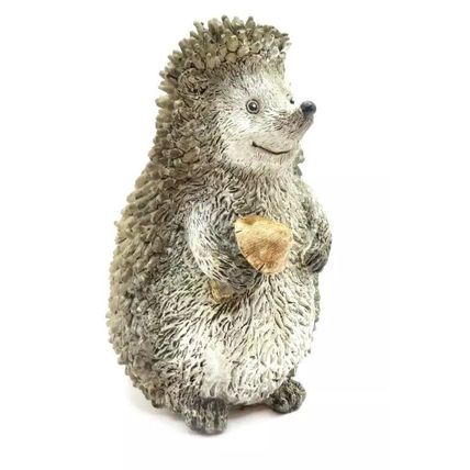Happy Hedgehog Figurine Ornament Holding a Mushroom 10 CM Gift Christmas