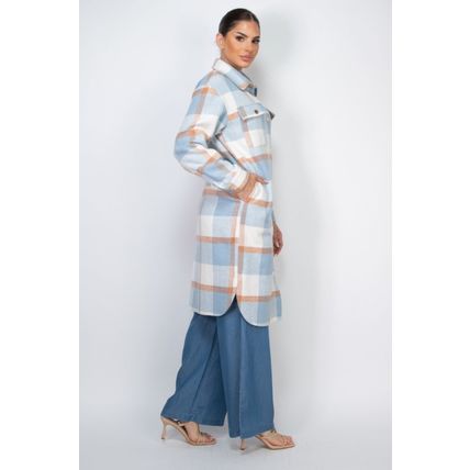 Plaid Buttoned Shacket Coat