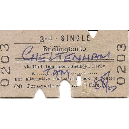 B.R.B. Edmondson Ticket - Bridlington to Cheltenham